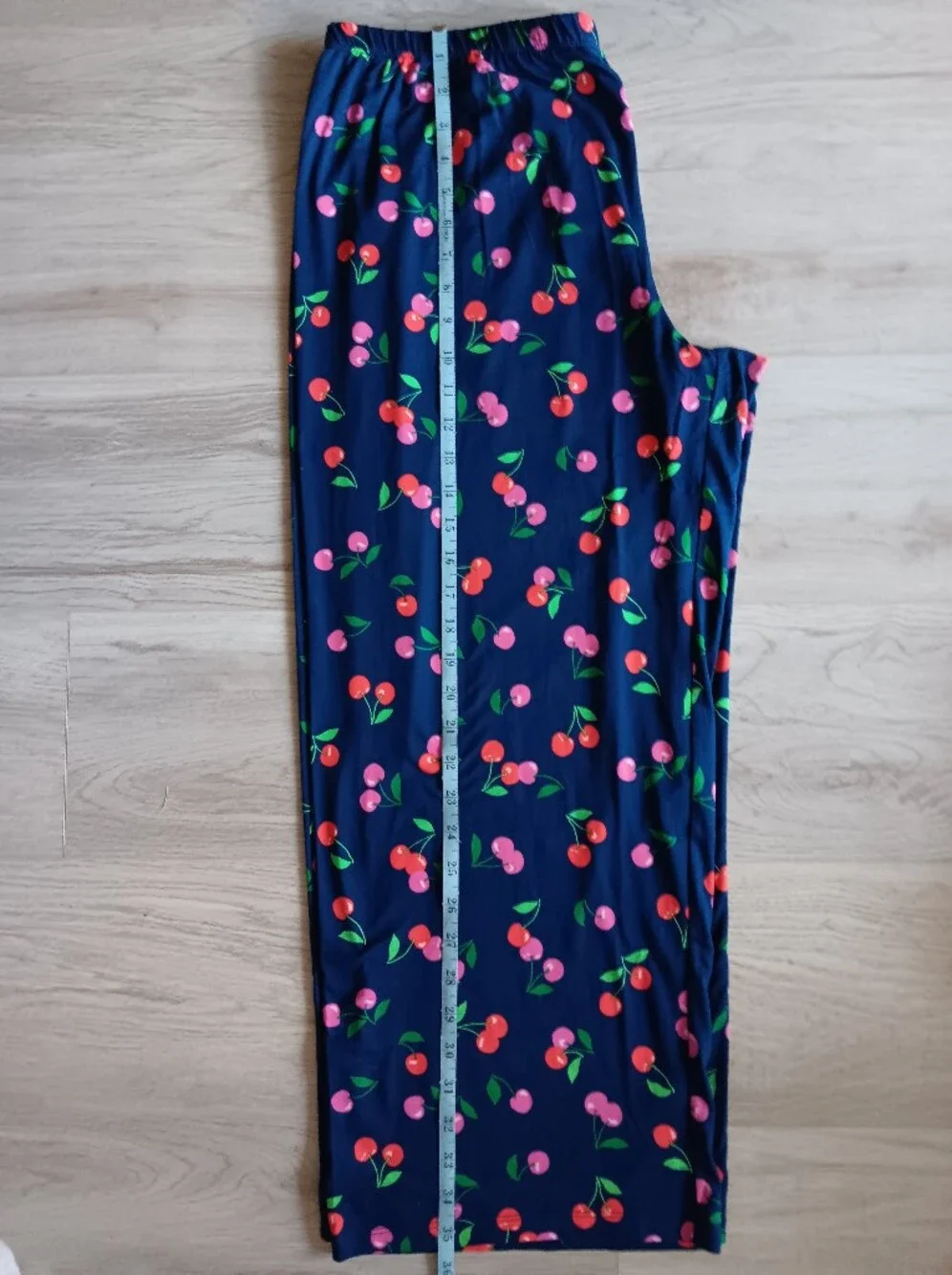 Kate Spade Short Sleeve Pajama Pant Set 2 Pc Red Pink Cherries Indigo Blue XL